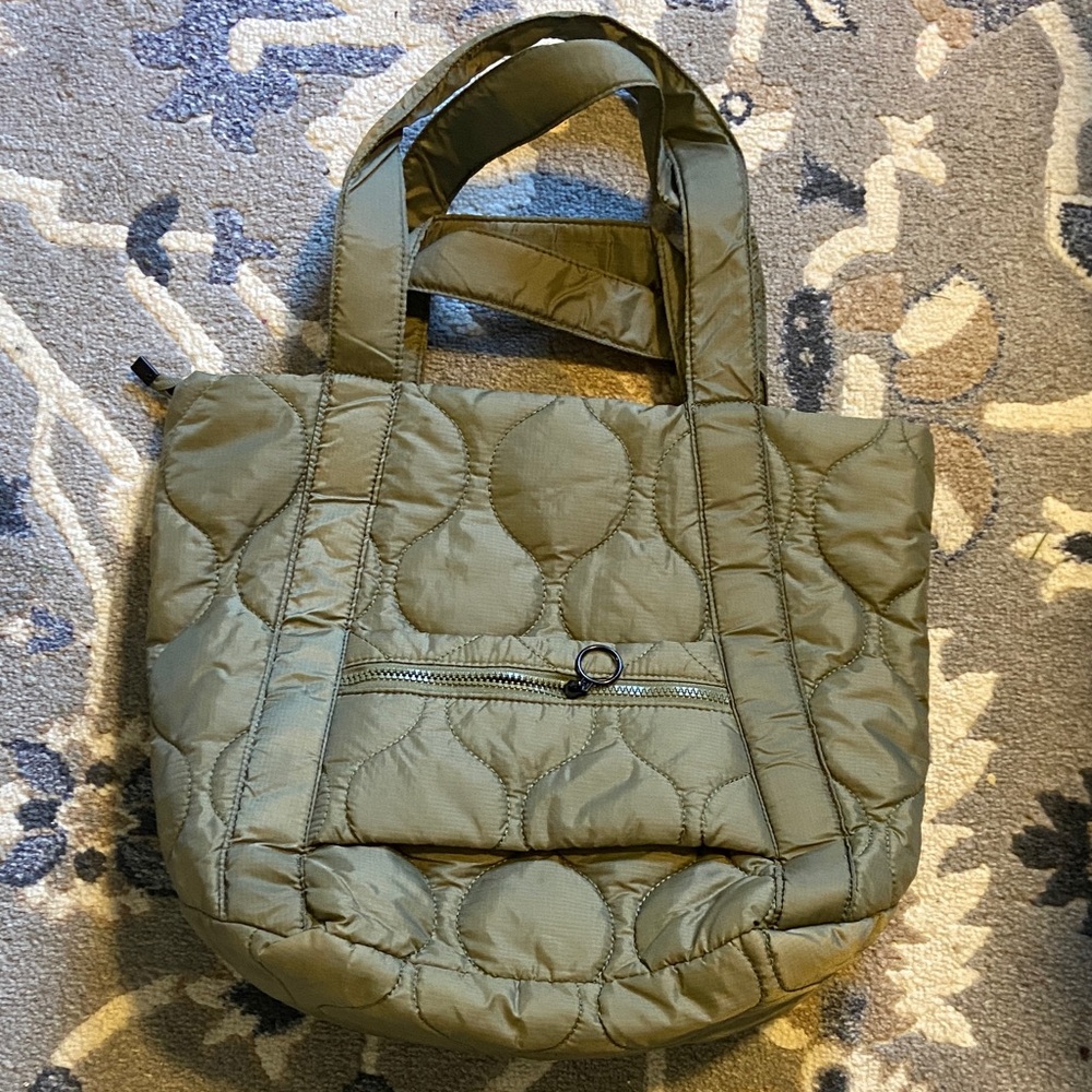 Street Level Quilted Green Tote Bag